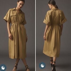 Anthropologie Maeve Utility Dress Khaki Taupe Tan $160 M